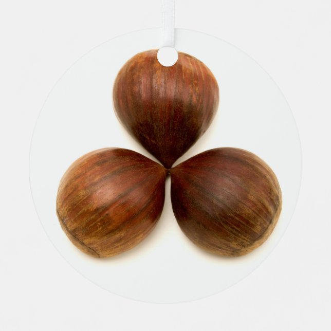 Sweet chestnuts fruits metal tree decoration (Front)