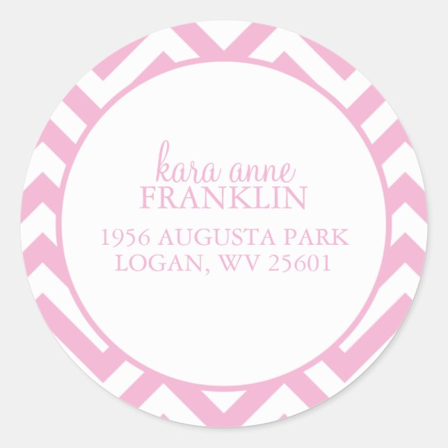 Sweet Chevron Personalised Round Address Labels (Front)