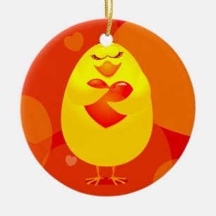 Sweet chick in love, ornament