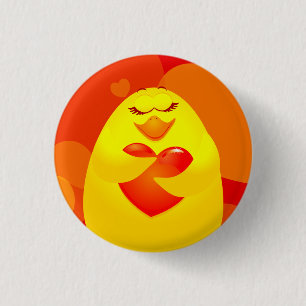 Sweet chick in love, round button
