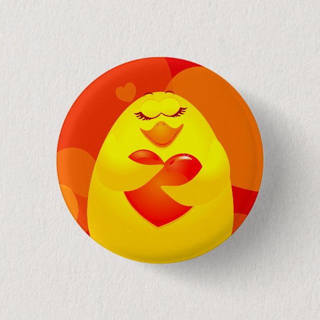 Sweet chick in love, round button (Front)