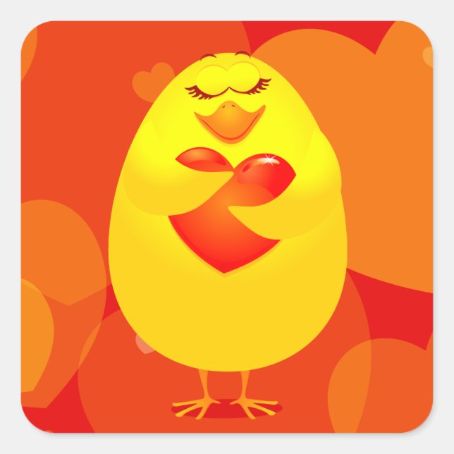 Sweet chick in love, sticker (Front)