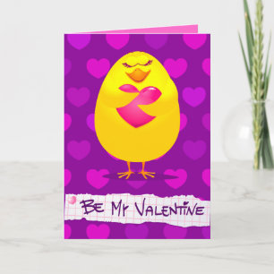 Sweet chick in love with message, card