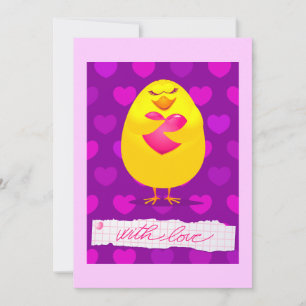 Sweet chick in love with message, invitation