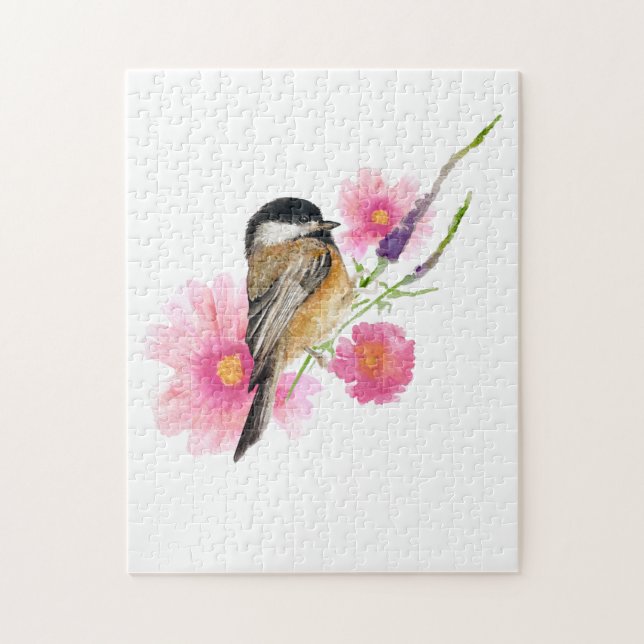 Sweet Chickadee Watercolor Art  Jigsaw Puzzle (Vertical)