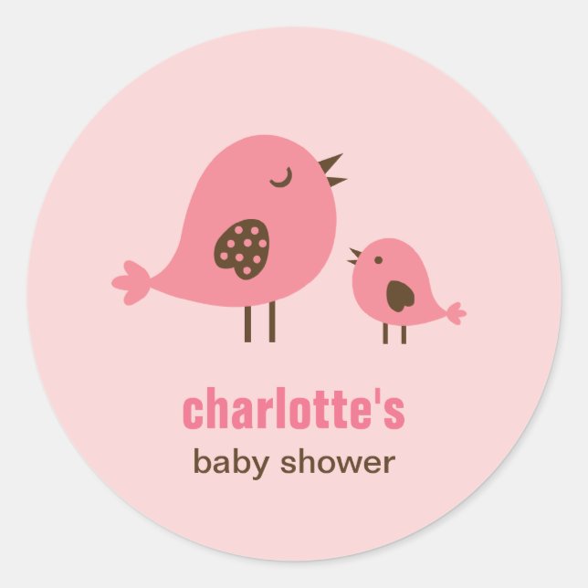 Sweet Chicks Baby Shower Favour Sticker - Pink (Front)