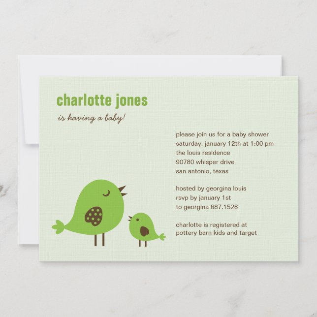 Sweet Chicks Baby Shower Invitation - Green (Front)