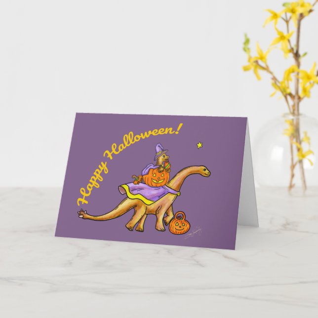 Sweet Child & Me Dinosaur Halloween Card  (Yellow Flower)