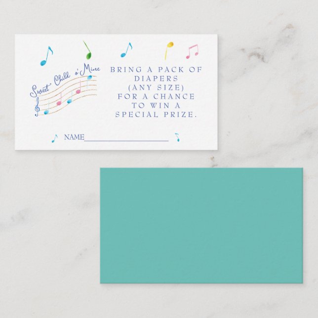 Sweet Child of Mine Musical Diaper Raffle Enclosure Card (Front/Back)