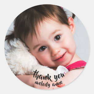 Sweet Child Photo "Thank You" Template Classic Round Sticker