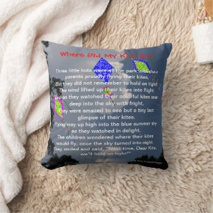 Sweet Childhood Memories Kite Flying Poem 16"x16" Cushion