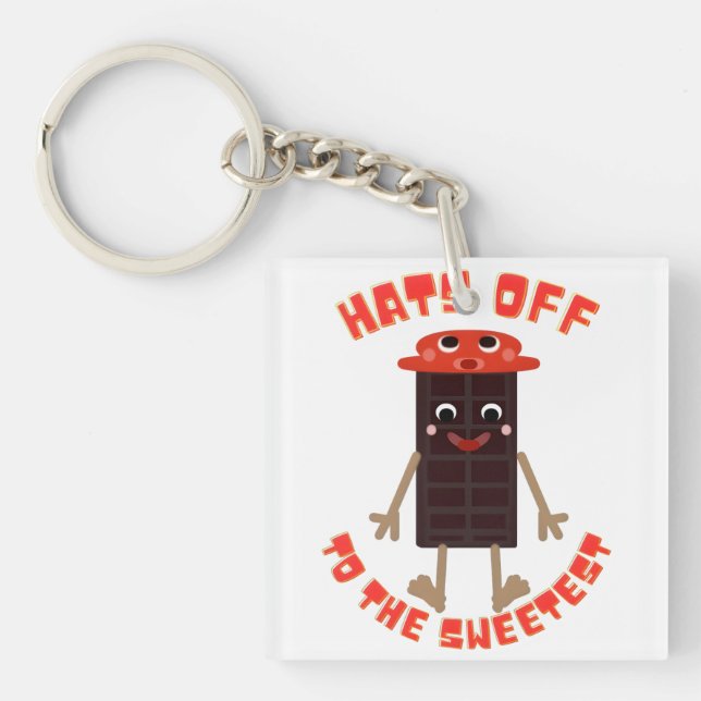 Sweet Choco-Bar Buddy: Kawaii Chocolate Bar  Key Ring (Front)