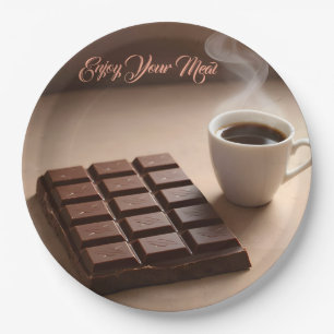 Sweet Chocolate Bar And Coffee Cup Custom Paper Plate