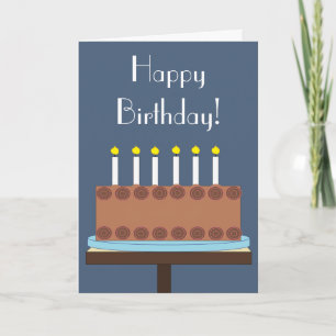Sweet, Chocolate Birthday Cake: Blue-grey Blank Card