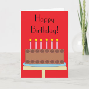 Sweet, Chocolate Birthday Cake: Red Blank Card