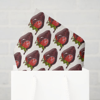 Sweet Chocolate Covered Strawberry Pattern Premium Tissue Paper