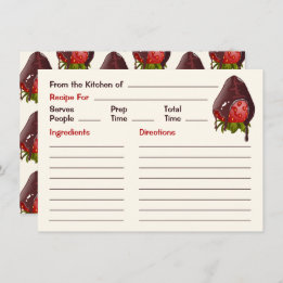 Sweet Chocolate Dipped Strawberry Cute Recipe Card