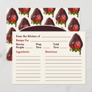 Sweet Chocolate Dipped Strawberry Cute Recipe Card