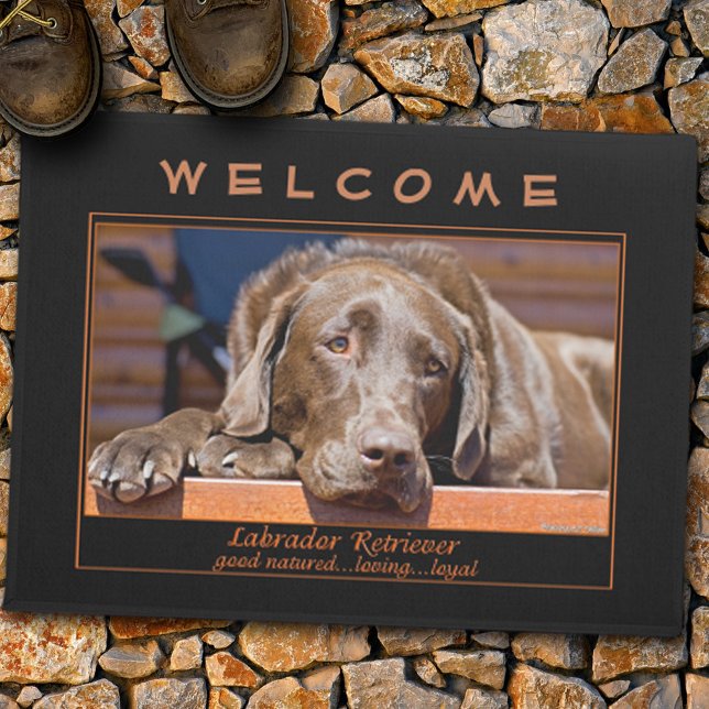 Sweet Chocolate Labrador Retriever Photo Template Doormat (Creator Uploaded)