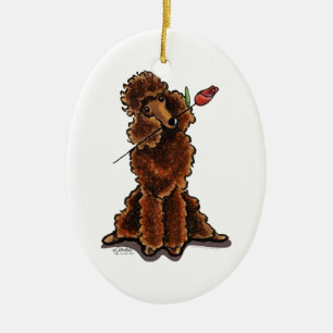 Sweet Chocolate Poodle Valentines Ceramic Tree Decoration