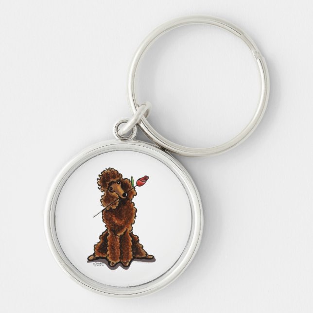 Sweet Chocolate Poodle Valentines Key Ring (Front)
