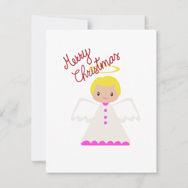Sweet Christmas Angel Flat Holiday Card (Front)