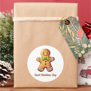 Sweet Christmas Boy Gingerbread Cookie Classic Round Sticker