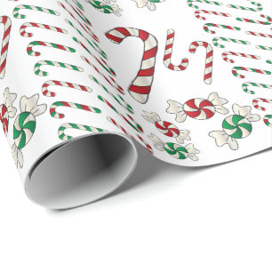 Sweet Christmas Candy Treats Wrapping Paper