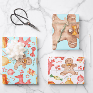 Sweet Christmas Cookies and Candies Wrapping Paper Sheet