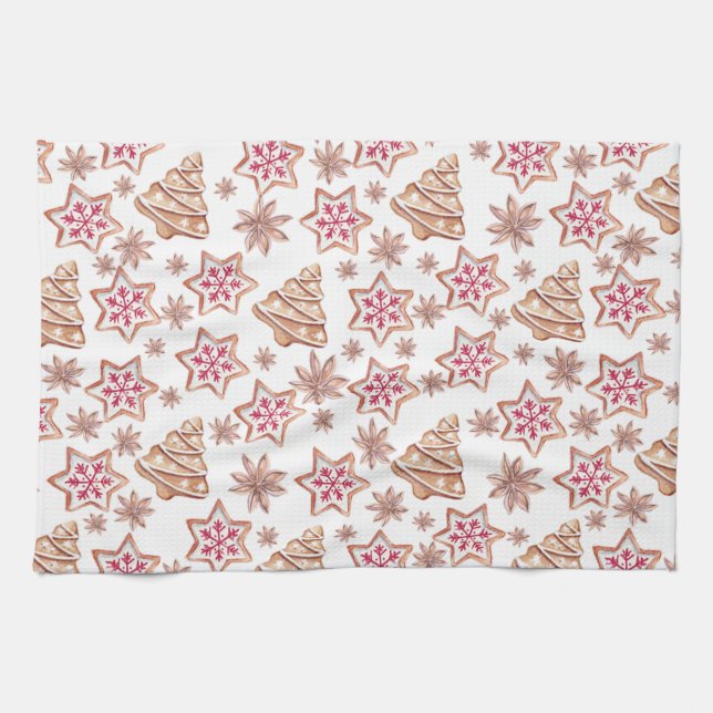 Sweet Christmas Cookies Pattern Tea Towel (Horizontal)