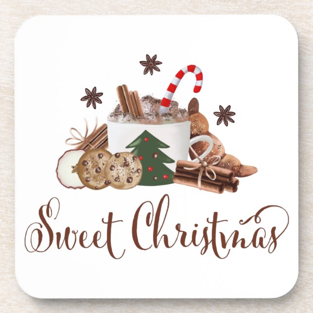 Sweet Christmas Frappuccino Cookie Cinnamon Art Coaster (Front)