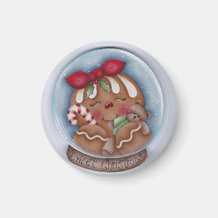 Sweet Christmas Gingerbread and Bear Magnet