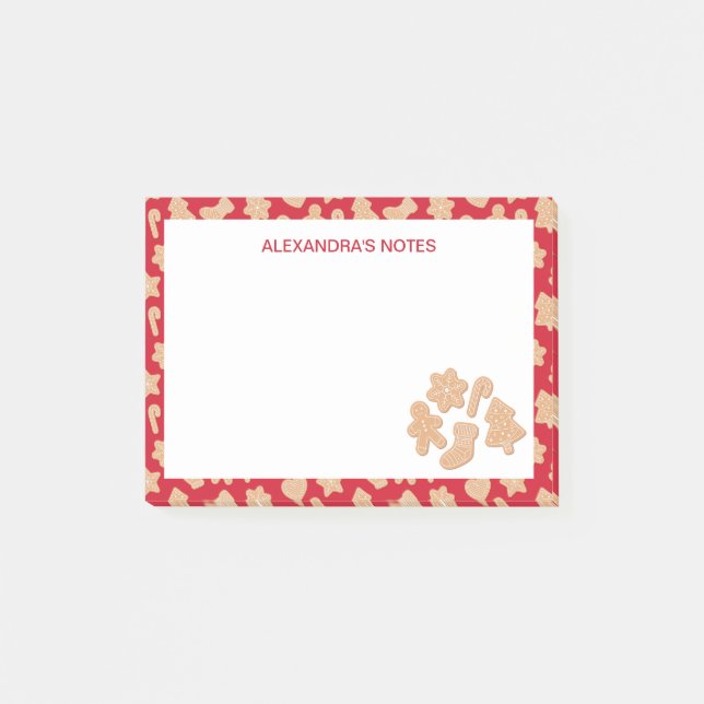 Sweet Christmas Gingerbread Cookies Pattern Post-it Notes (Front)