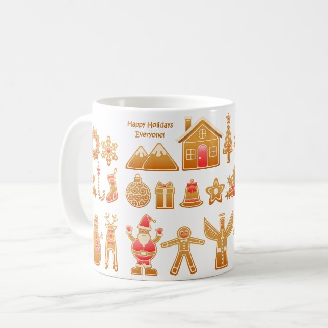 Sweet Christmas Gingerbread Design Coffee Mug (Front Left)