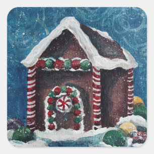 Sweet Christmas Gingerbread House Square Sticker