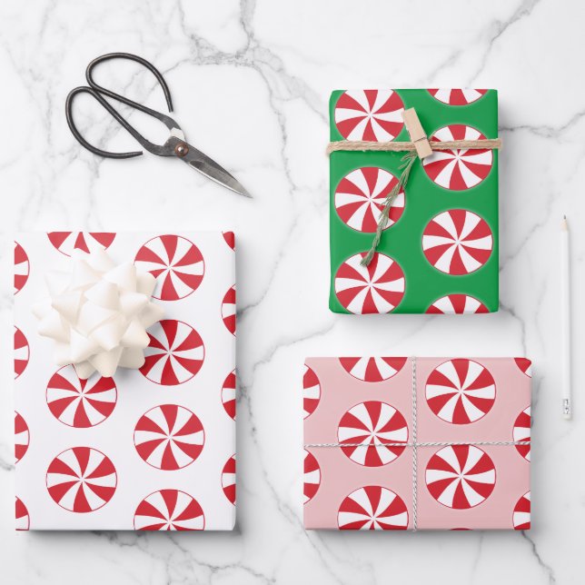 Sweet Christmas Peppermint Wrapping Paper Sheet (Front)