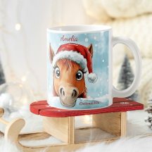 Sweet Christmas Pony Personalised Christmas Mug