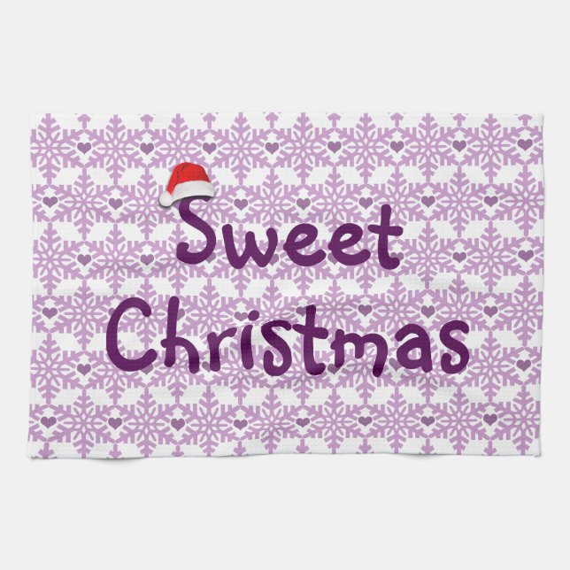 Sweet Christmas Snowflake Pattern Tea Towel (Horizontal)