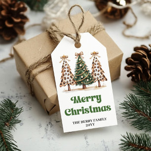 Sweet Christmas trees watercolor custom gift tags