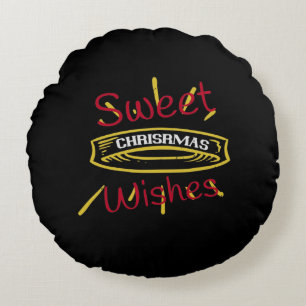Sweet Christmas Whises Round Cushion
