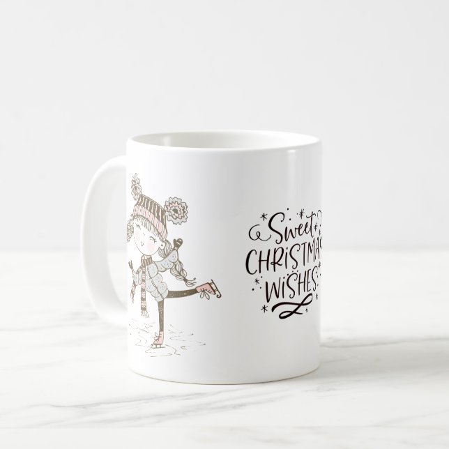 Sweet Christmas Wishes Ice Skating Coffee Mug (Front Left)