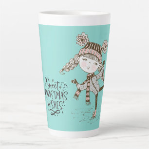 Sweet Christmas Wishes Ice Skating Latte Mug