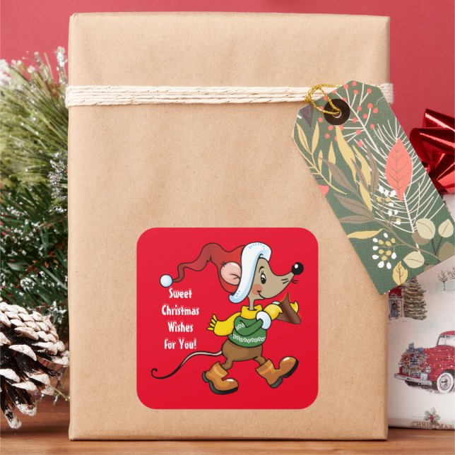 Sweet Christmas Wishes Mouse Holiday sticker (Holiday)
