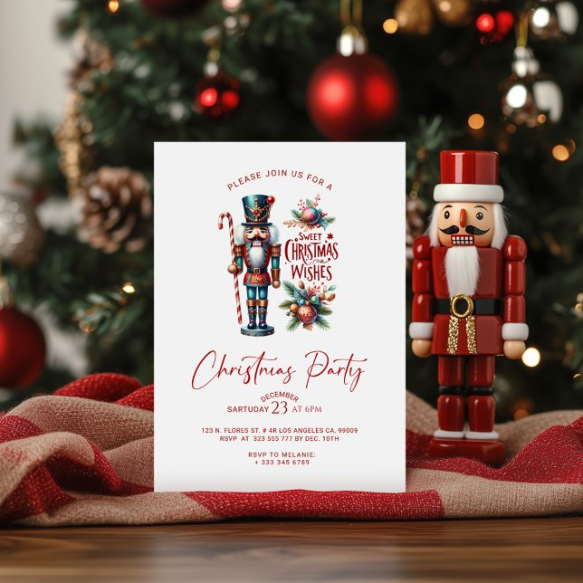 Sweet Christmas Wishes Nutcracker Party Invite (Creator Uploaded)