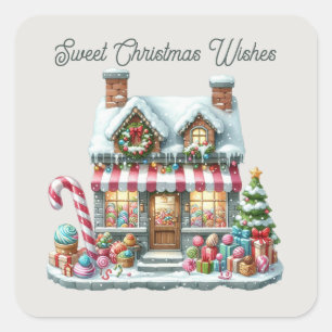 Sweet Christmas wishes sweet shop Square Sticker
