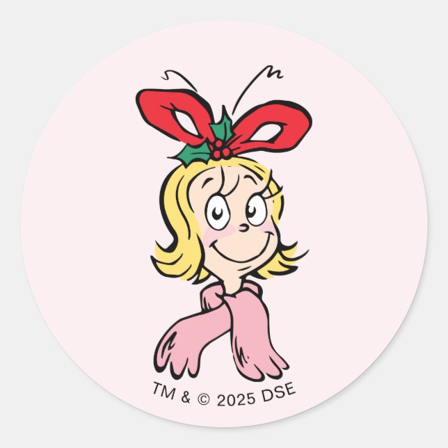 Sweet Cindy Lou Who Portrait Classic Round Sticker (Front)