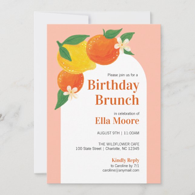 Sweet Citrus Birthday Brunch Invitation (Front)
