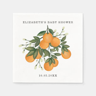 Sweet Citrus Botanical Orange Greenery Shower Napkin