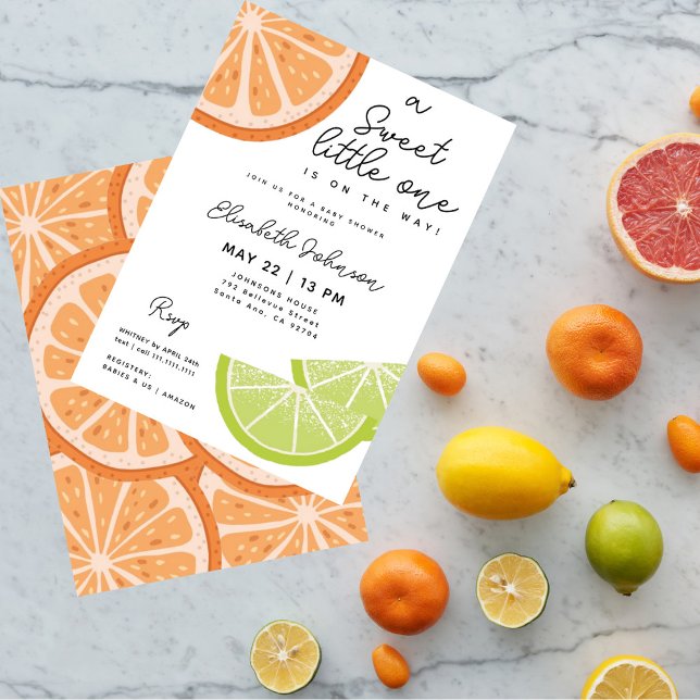 Sweet Citrus Cute Modern Baby Shower  Invitation (Creator Uploaded)