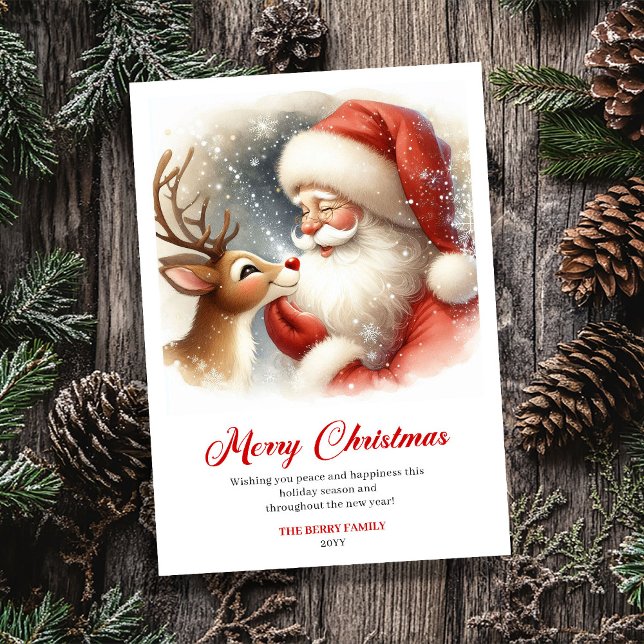 Sweet Classic Santa With Rudolph Holiday Greeting  (Sweet Classic Santa With Rudolph Holiday Greeting Card)